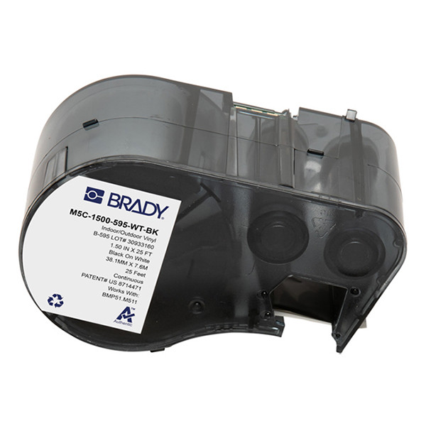 Brady M5C-1500-595-WT-BK ruban vinyle 38,1 mm x 7,62 mm (d'origine) - noir sur blanc M5C-1500-595-WT-BK 148214 - 1
