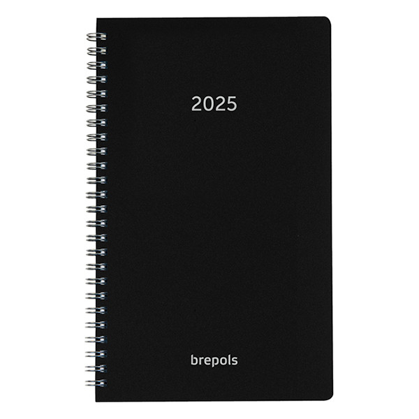 Brepols Breform Polyprop agenda journalier 2025 avec division par heure (1 jour par page) 6 langues - noir 0.516.4910.01.4.0 261452 - 1
