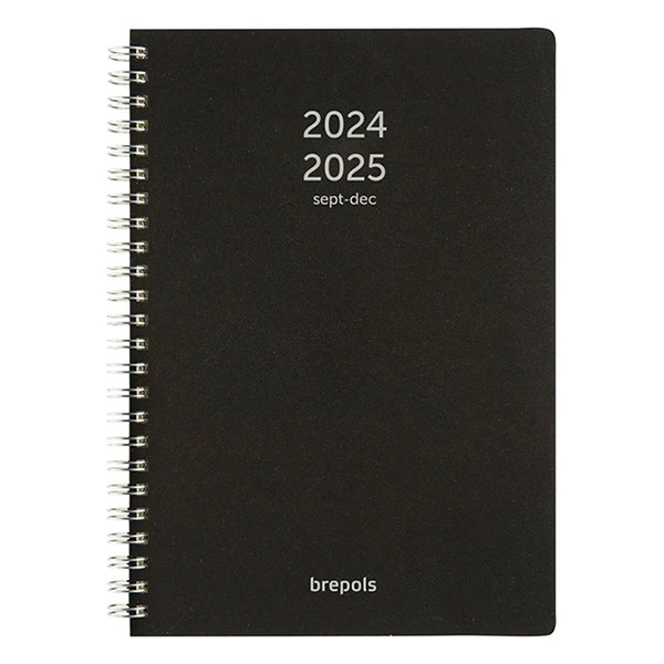Brepols Bretime Polyprop Agenda 16 mois avec planning semainier 2024-2025 (1 semaine 2 pages) 6 langues - noir 2.066.4910.01.4.0 261377 - 1