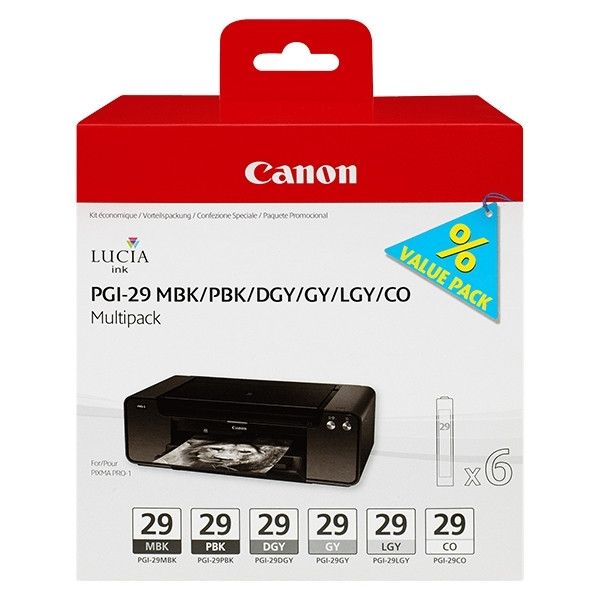 Canon PGI-29 multipack MBK/PBK/DGY/GY/LGY/CO (d'origine) 4868B018 010122 - 1