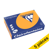 Offre : 5x Clairefontaine papier couleur 80 g/m² A4 (500 feuilles) - clémentine