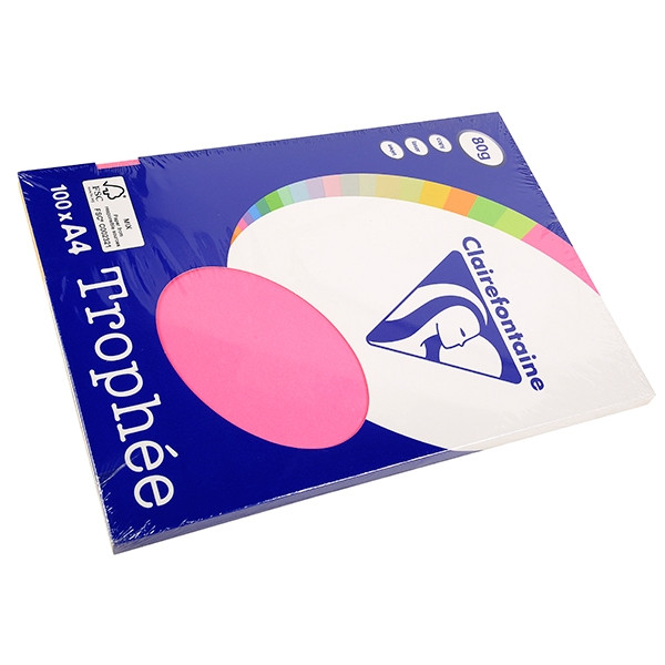 Clairefontaine multipack 80 g/m² (4 x 25 feuilles) - rose/jaune/vert/orange fluo 4120C 250017 - 1