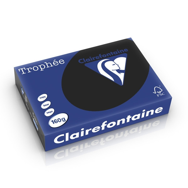 Clairefontaine papier couleur 160 g/m² A4 (250 feuilles) - noir 1001PC 250267 - 1