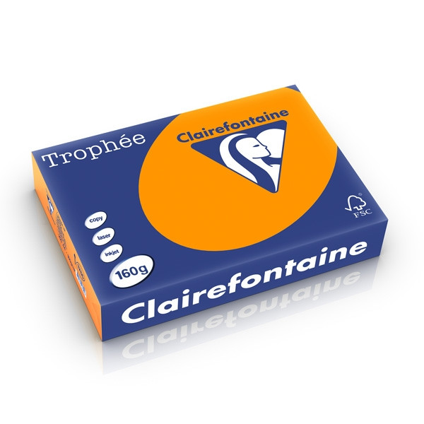 Clairefontaine papier couleur 160 g/m² A4 (250 feuilles) - orange vif 1765PC 250254 - 1