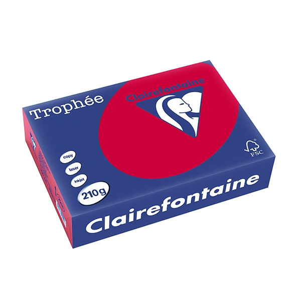 Clairefontaine papier couleur 210 g/m² A4 (250 feuilles) - rouge groseille 2211PC 250098 - 1