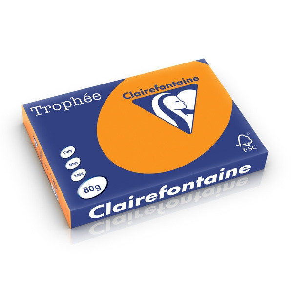 Clairefontaine papier couleur 80 g/m² A3 (500 feuilles) - orange fluo 2880PC 250293 - 1