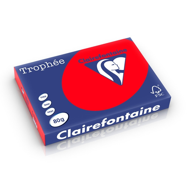 Clairefontaine papier couleur 80 g/m² A3 (500 feuilles) - rouge corail 8375PC 250192 - 1