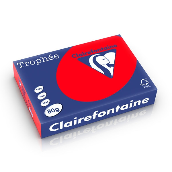 Clairefontaine papier couleur 80 g/m² A4 (500 feuilles) - rouge corail 8175PC 250175 - 1