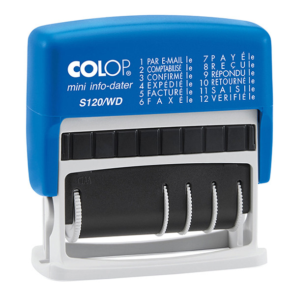 Colop S120/WD tampon de texte et dateur auto-encreur (FR) - bleu/rouge 104972 229150 - 1