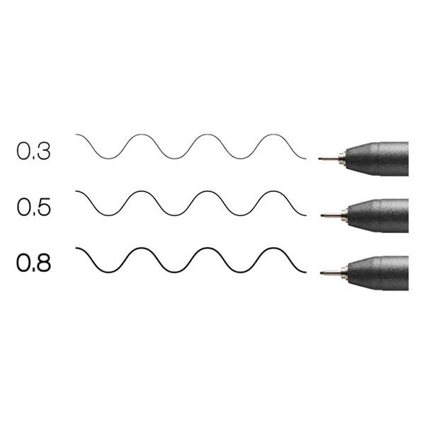 Copic Multiliner jeu de stylo-feutre pointe fine (0,3- 0,8 mm) 3 pièces - noir 22075630 311017 - 3