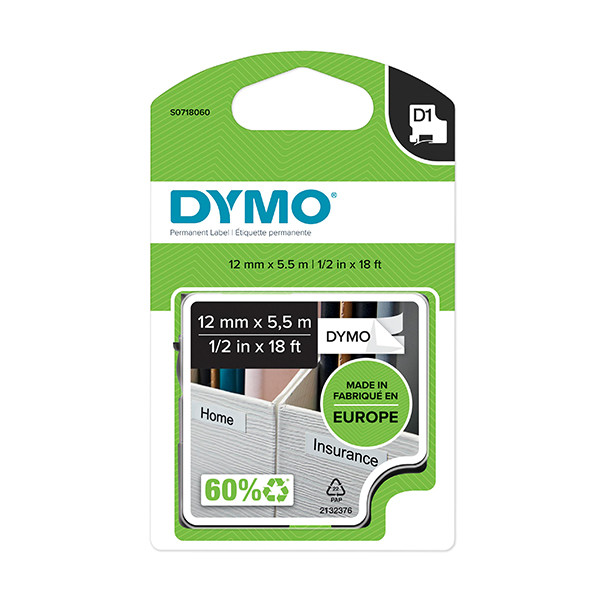 Etiquette à imprimer DYMO 16959 12mm Ruban D1 Polyester Permanent