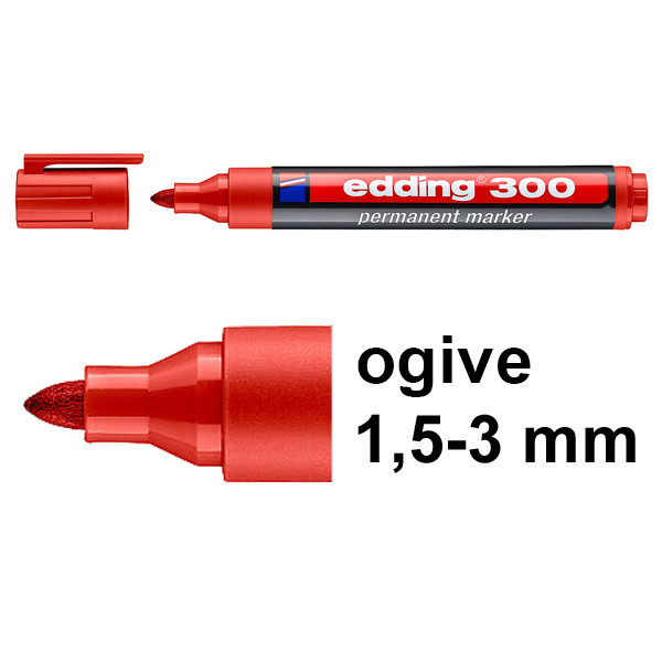 Edding 300 marqueur permanent (1,5 - 3 mm ogive) - rouge 4-300002 246318 - 1