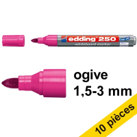 Offre: 10x Edding 250 marqueur pour tableau blanc (1,5 - 3 mm ogive) - rose