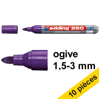 Offre: 10x Edding 250 marqueur pour tableau blanc (1,5 - 3 mm ogive) - violet