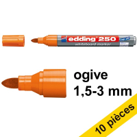 Offre: 10x  Edding 250 marqueurs pour tableau blanc (1,5 - 3 mm ogive) - orange