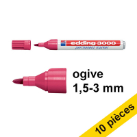 Offre: 10x Edding 3000 marqueur permanent (1,5 - 3 mm ogive) - rouge carmin