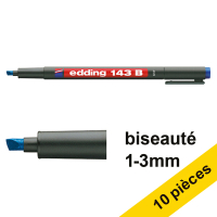 Offre : 10x Edding 143B marqueur permanent (1 - 3 mm biseautée) - bleu