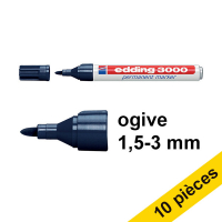 Offre : 10x Edding 3000 marqueur permanent (1,5 - 3 mm ogive) - bleu acier