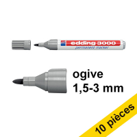 Offre : 10x Edding 3000 marqueur permanent (1,5 - 3 mm ogive) - gris