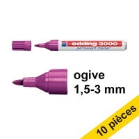 Offre : 10x Edding 3000 marqueur permanent (1,5 - 3 mm ogive) - magenta