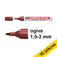 Offre : 10x Edding 3000 marqueur permanent (1,5 - 3 mm ogive) - marron