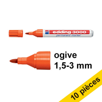 Offre : 10x Edding 3000 marqueur permanent (1,5 - 3 mm ogive) - orange