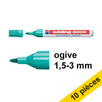 Offre : 10x Edding 3000 marqueur permanent (1,5 - 3 mm ogive) - turquoise