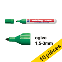 Offre : 10x Edding 3000 marqueur permanent (1,5 - 3 mm ogive) - vert