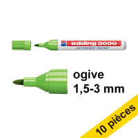 Offre : 10x Edding 3000 marqueur permanent (1,5 - 3 mm ogive) - vert clair