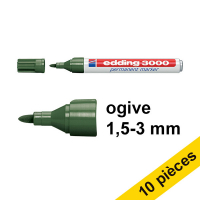 Offre : 10x Edding 3000 marqueur permanent (1,5 - 3 mm ogive) - vert olive