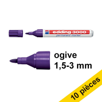 Offre : 10x Edding 3000 marqueur permanent (1,5 - 3 mm ogive) - violet