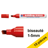 Offre : 10x Edding 3300 marqueur permanent (1 - 5 mm pointe biseautée) - rouge