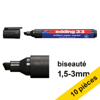 Offre : 10x Edding 33 marqueur (1 - 5 mm biseautée) - noir