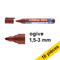 Offre : 10x Edding 360 marqueur pour tableau blanc (1,5 - 3 mm) - marron