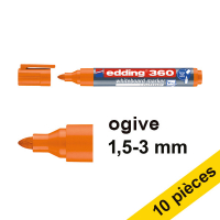 Offre : 10x Edding 360 marqueur pour tableau blanc (1,5 - 3 mm) - orange