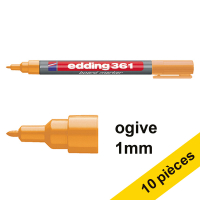 Offre : 10x Edding 361 marqueur pour tableau blanc (1 mm ogive) - orange