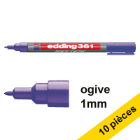 Offre : 10x Edding 361 marqueur pour tableau blanc (1 mm ogive) - violet