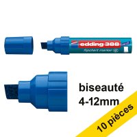 Offre : 10x Edding 388 marqueur pour chevalet (4 - 12 mm biseauté) - bleu