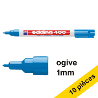 Offre : 10x Edding 400 marqueur permanent (1 mm ogive) - bleu clair