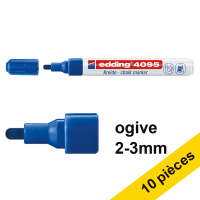Offre : 10x Edding 4095 marqueur craie liquide (2 - 3 mm ogive) - bleu