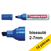 Offre : 10x Edding 500 marqueur permanent (2 - 7 mm pointe biseautée) - bleu