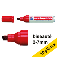 Offre : 10x Edding 500 marqueur permanent (2 - 7 mm pointe biseautée) - rouge