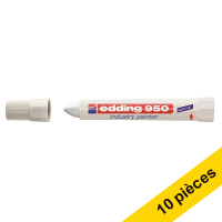 Offre : 10x Edding 950 marqueur spécial industrie (10 mm ogive) - blanc