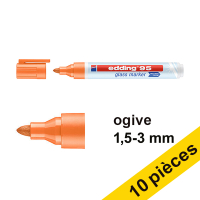 Offre : 10x Edding 95 marqueur pour tableaux en verre (1,5 - 3 mm ogive) - orange