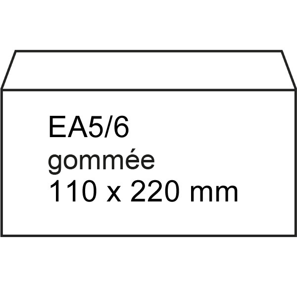Enveloppe 110 x 220 mm - EA5/6 patte gommée (500 pièces) - blanc 201020 88099423 209002 - 1