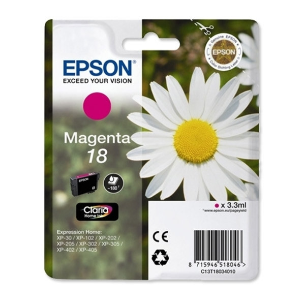 Epson 18 (T1803) cartouche d'encre magenta (d'origine) C13T18034010 C13T18034012 026472 - 1