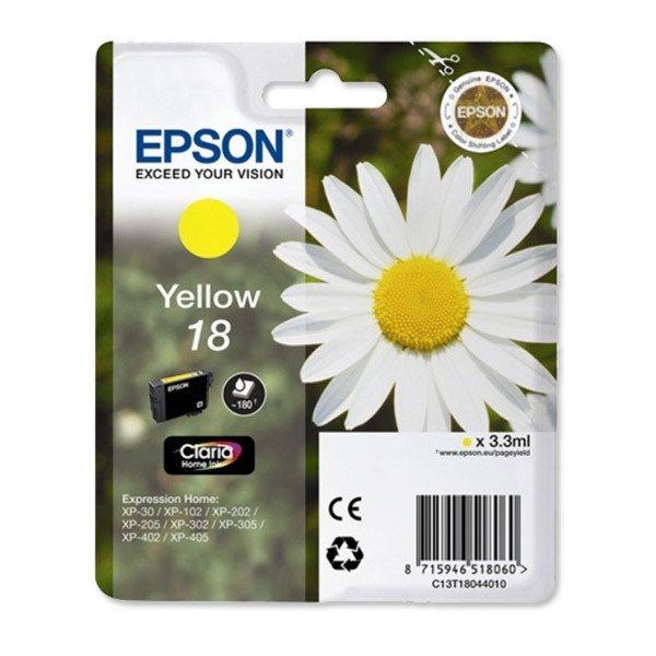 Epson 18 (T1804) cartouche d'encre jaune (d'origine) C13T18044010 C13T18044012 026474 - 1