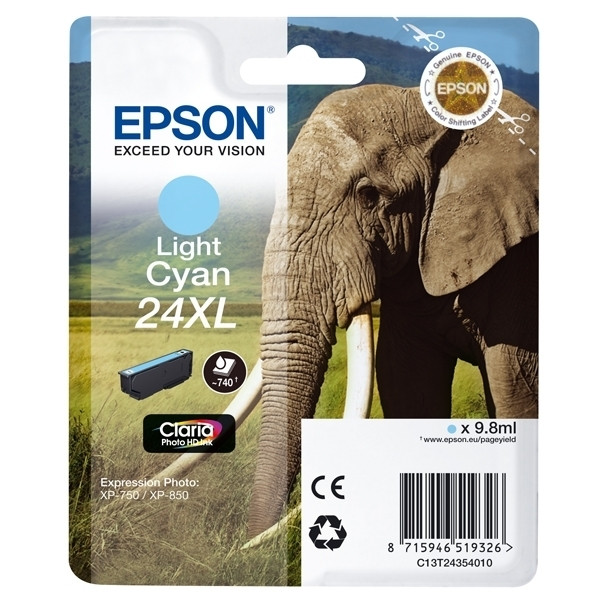 Epson 24XL (T2435) cartouche d'encre cyan claire à haute capacité (d'origine) C13T24354010 C13T24354012 900784 - 1