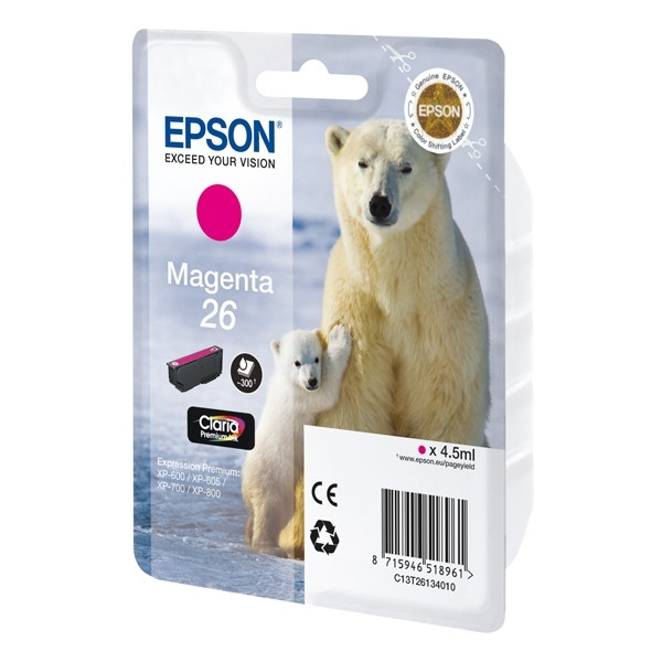 Epson 26 (T2613) cartouche d'encre magenta (d'origine) C13T26134010 C13T26134012 026502 - 1