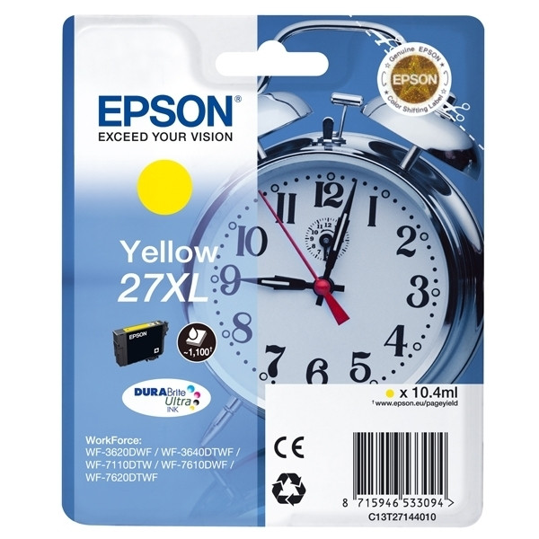 Epson 27XL (T2714) cartouche d'encre jaune à haute capacité (d'origine) C13T27144010 C13T27144012 902490 - 1